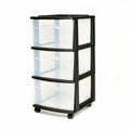 3 Drawer Medium Cart with Casters, Set of 2 - Black/Clear B908