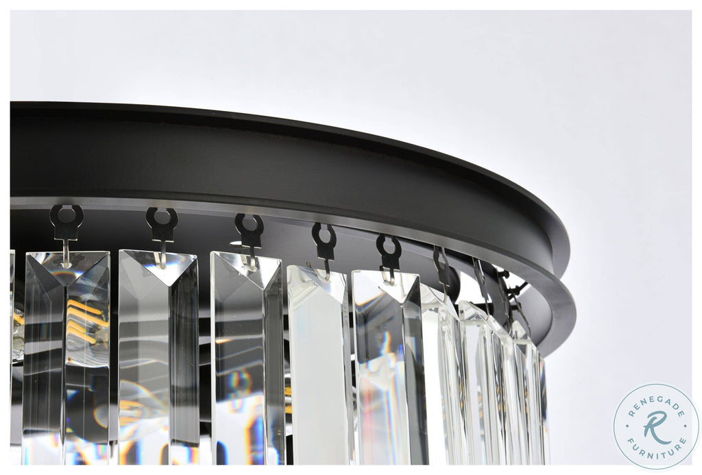 6 Light Matte Black Flush Mount Crystal Z534