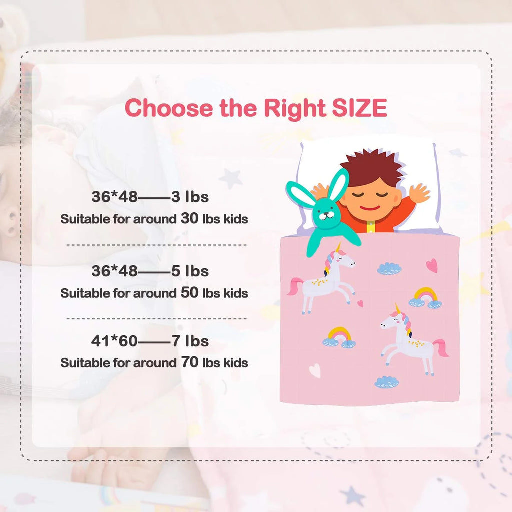 Pink Unicorn 100% Natural Cotton Weighted Blanket P271