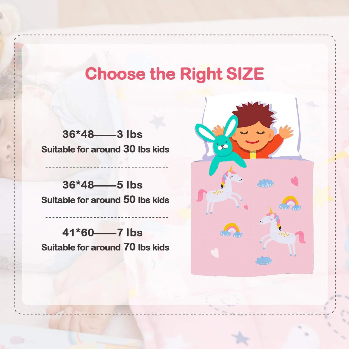 Pink Unicorn 100% Natural Cotton Weighted Blanket P271