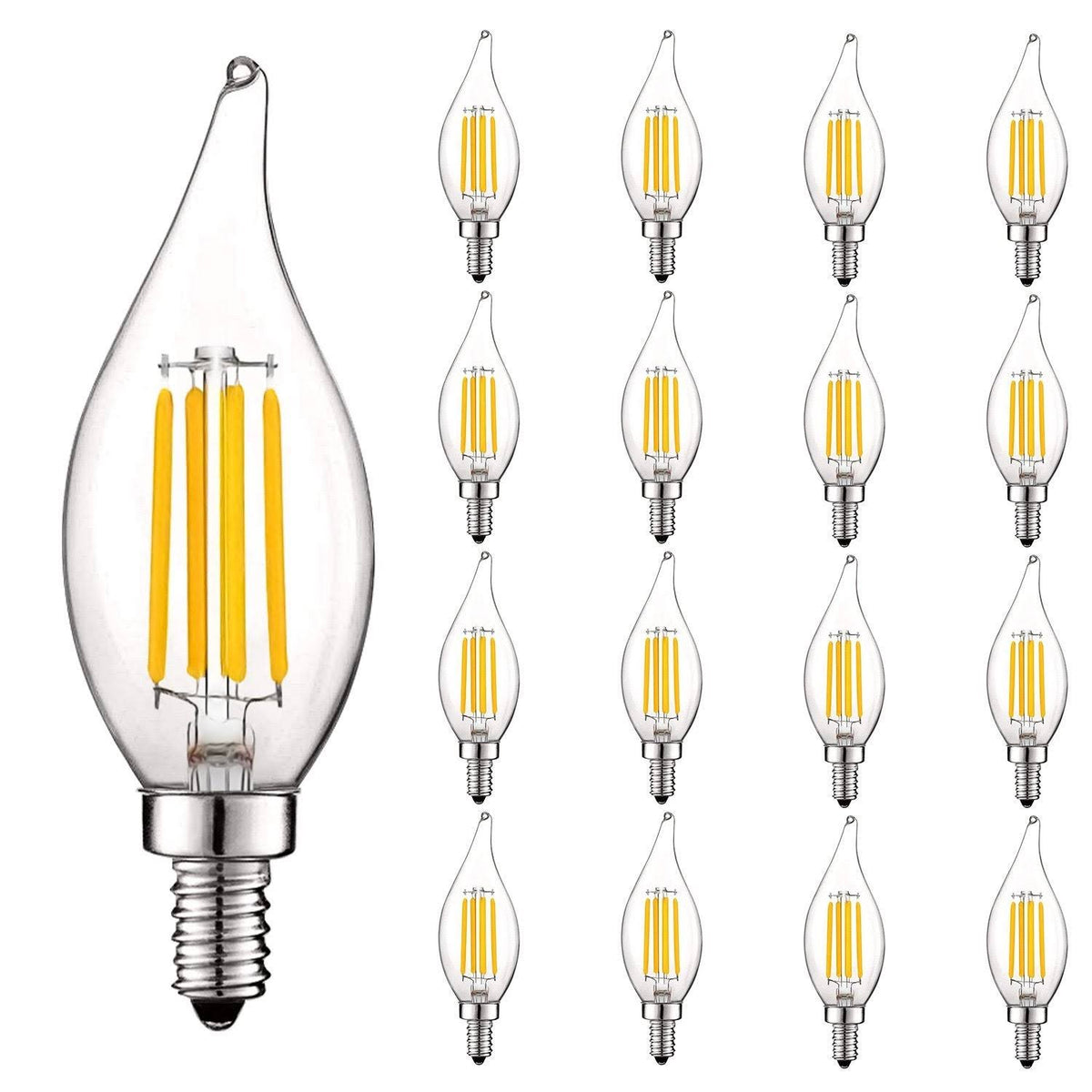 16 Pack Dimmable 5W LED Candelabra Bulbs E12 Base W663