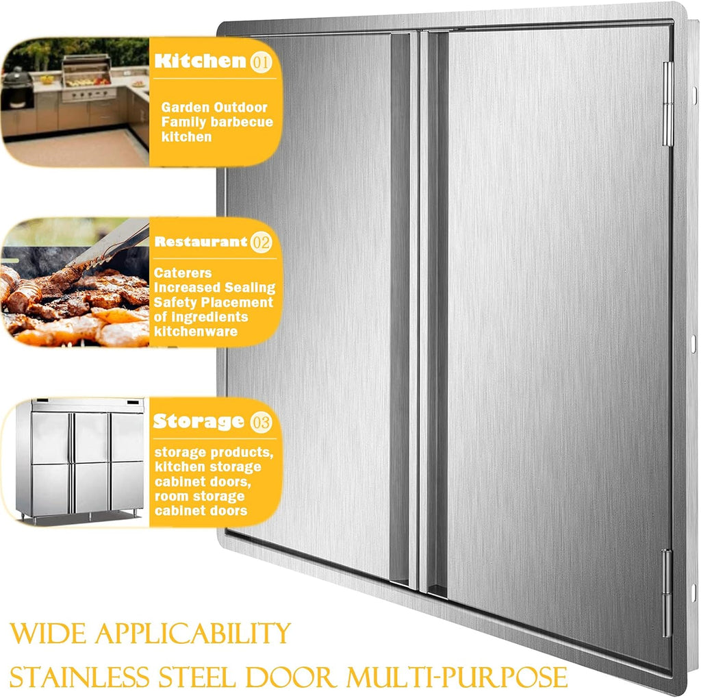 Stainless Steel Double Wall Outdoor Kitchen BBQ Access Door 33W x 23H Inch I6042