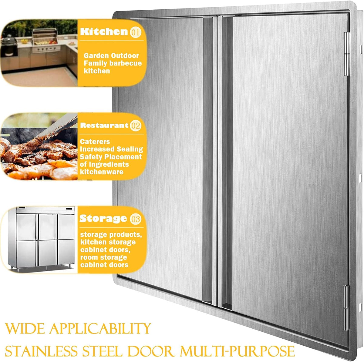 Stainless Steel Double Wall Outdoor Kitchen BBQ Access Door 33W x 23H Inch I6042