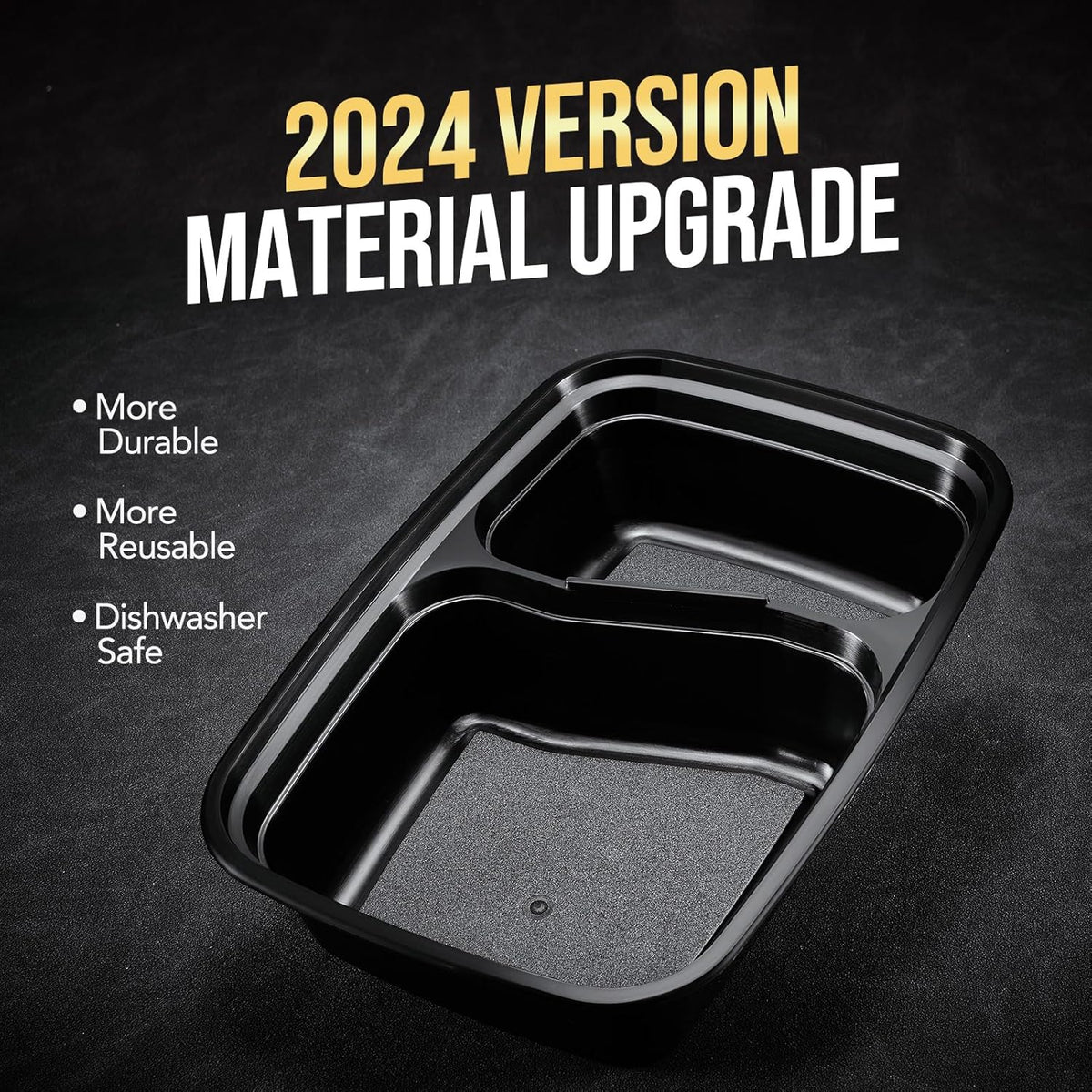 50 Pack 32oz 2 Compartment Meal Prep Container Microwave Safe BPA-Free Black Q7533