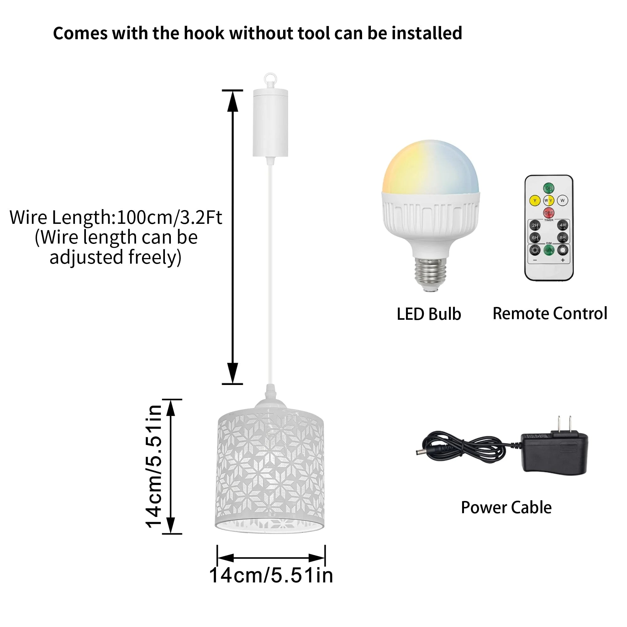 Rechargeable Battery Operated Pendant Light with Sleeve&Round Hook RGB Mode Adjustable Wire Length White Hollow Maple Leaf Shade Dimmable V744923