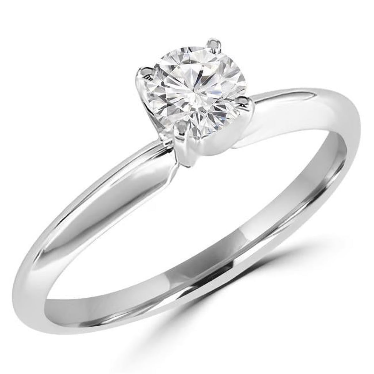 0.25 CT Round Diamond Solitaire Engagement Ring in 10K White Gold G436