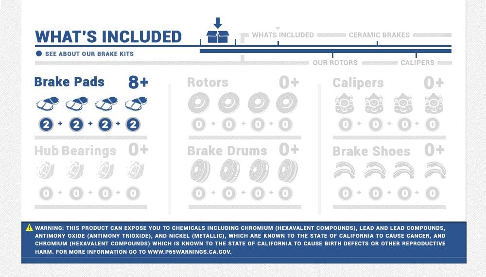 8 Ceramic Brake Pads with Hardware Y17780