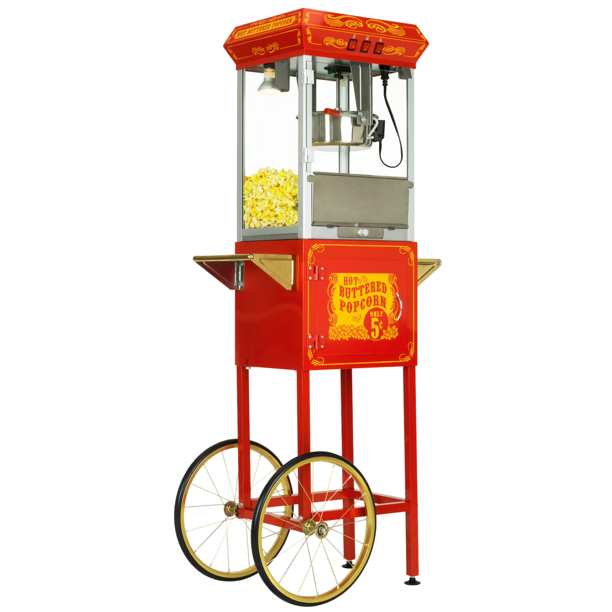 Red/Gold 8oz Popcorn Machine with Cart T94238