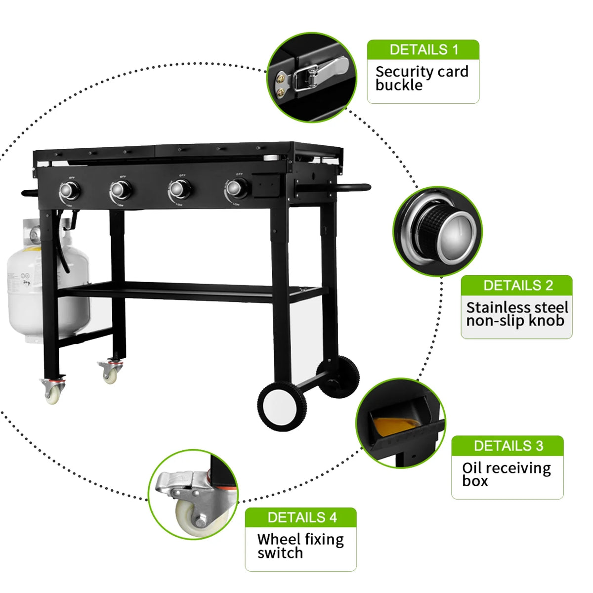 4 Burner Foldable Outdoor Propane Gas Grill Z3266