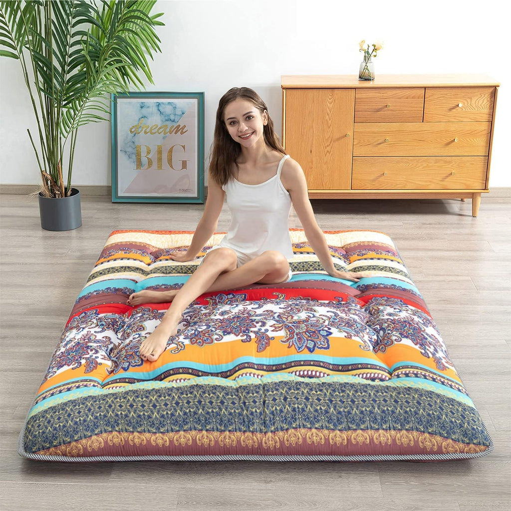 Black Geometric Pattern Japanese Floor Mattress S74862