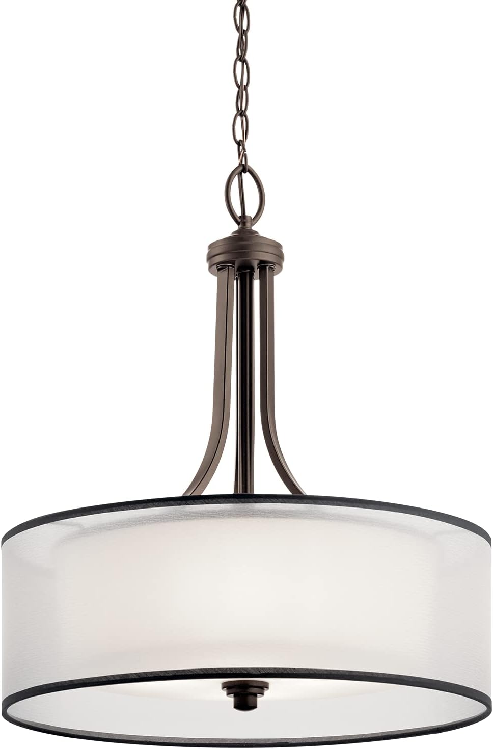 4 Light Pendant with Satin Etched Cased Opal Inner Diffusers and Light Umber Translucent Organza Outer Shade in Mission Bronze Y2968