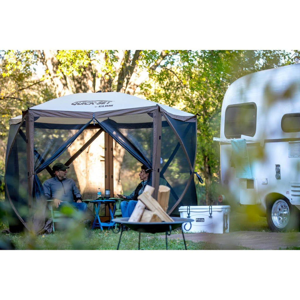 Brown Portable Canopy Shelter with Quick Set Wind & Sun Panels W39053