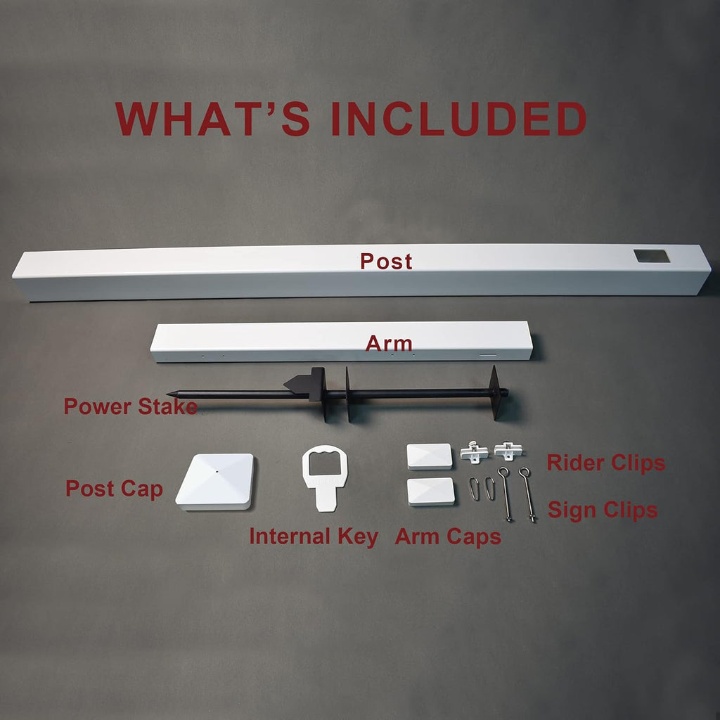 Vinyl PVC Real Estate Sign Post with Flat Cap 6' Tall, 36 Arm Holds Up to 24 Sign, White U492819