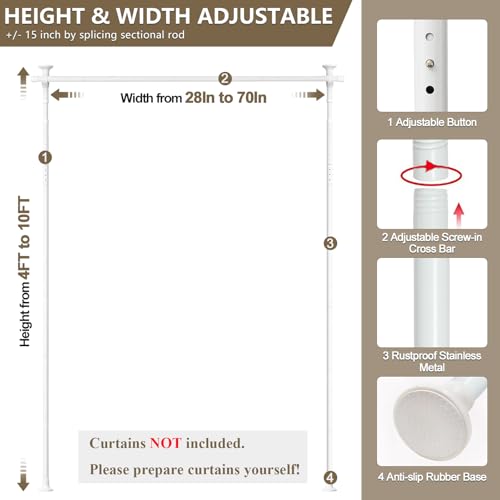 Black Adjustable Floor to Ceiling Tension Rod Room Divider S9544