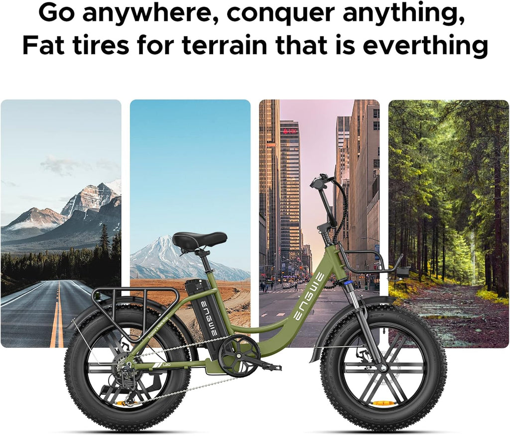 Electric Bike with 20 * 4.0" Fat Tire, 48V13Ah Battery, 7-Speed Gear, Front Suspension (Black) B244729