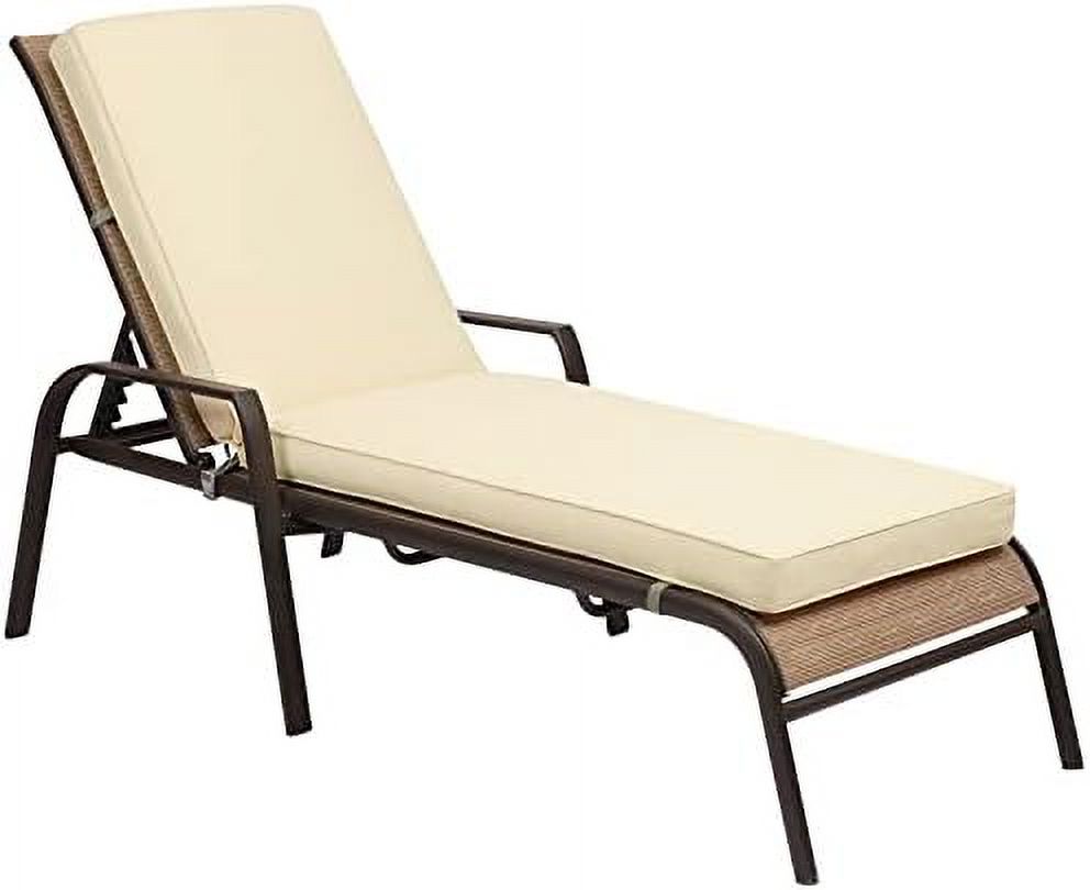 Beige Olefin Fabric Patio Chaise Lounger Cushion 72 x 21 x 3 Inch V995466