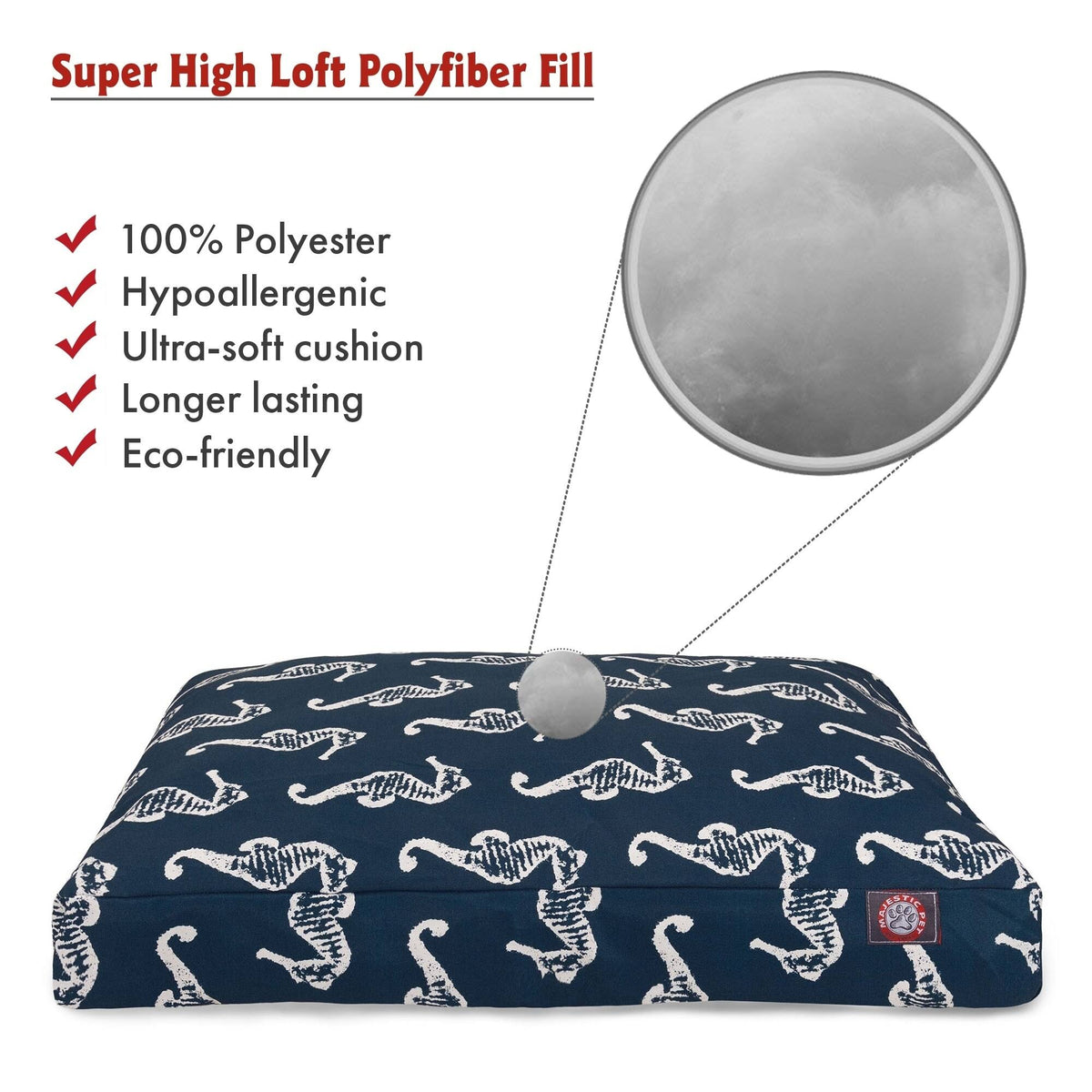 Navy Blue Large Rectangle Dog Bed T983