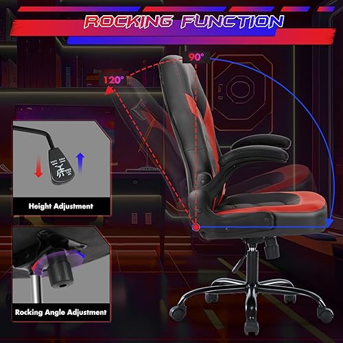 Black Blue Ergonomic PU Leather Swivel Desk Chair G43657