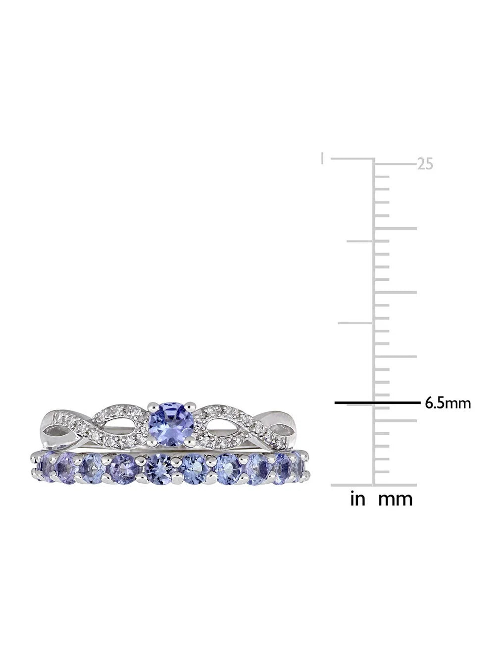 Tanzanite Engagement Ring & Wedding Band Set in Sterling Silver B703114