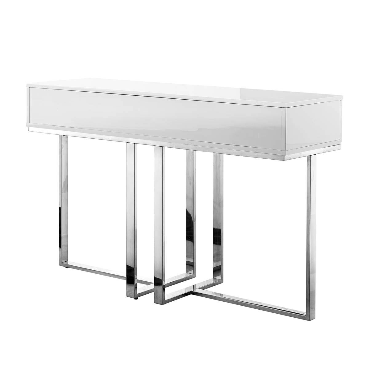 High Gloss Stainless Steel 2 Drawers Console Table S169