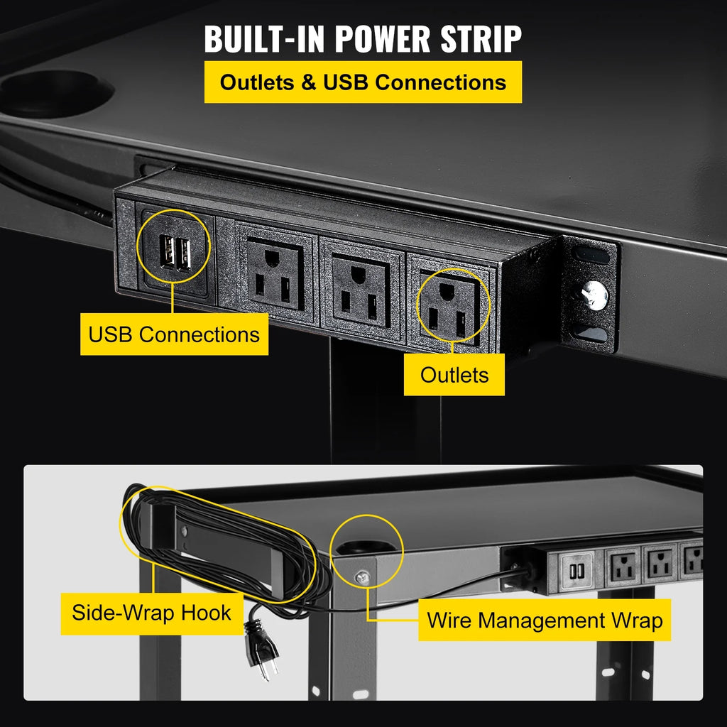 3-Shelf Steel AV Cart with Electric Power Cord W677
