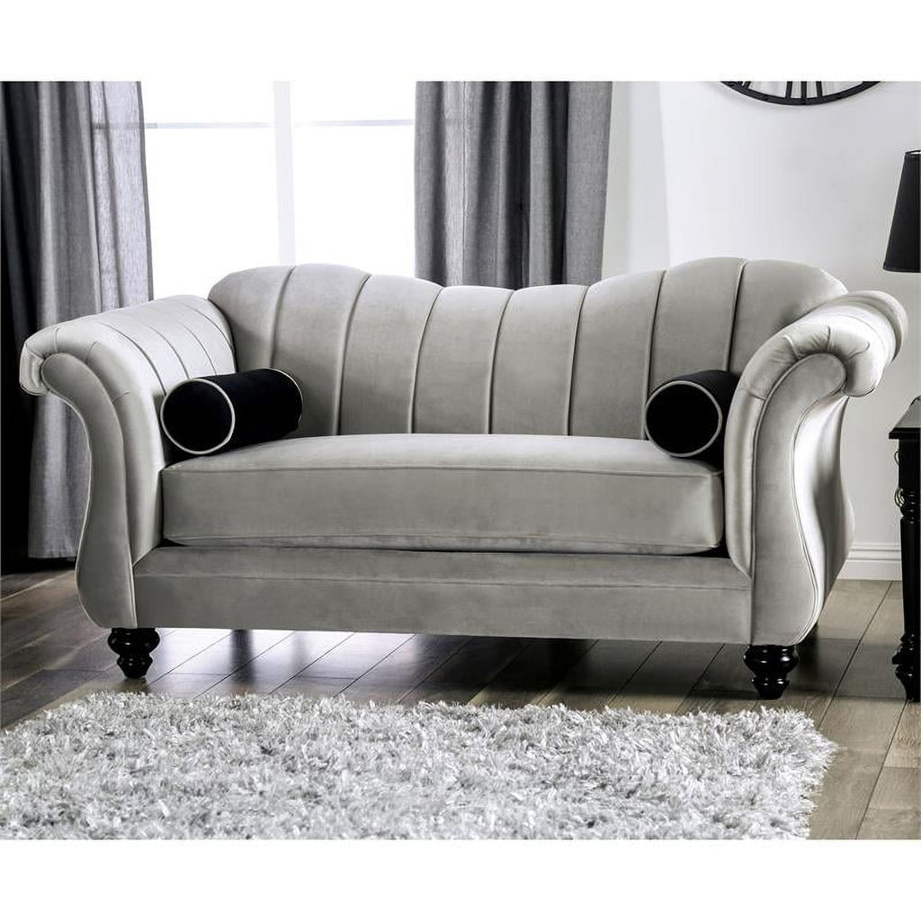 Chenille Upholstered Loveseat in Pewter V116032