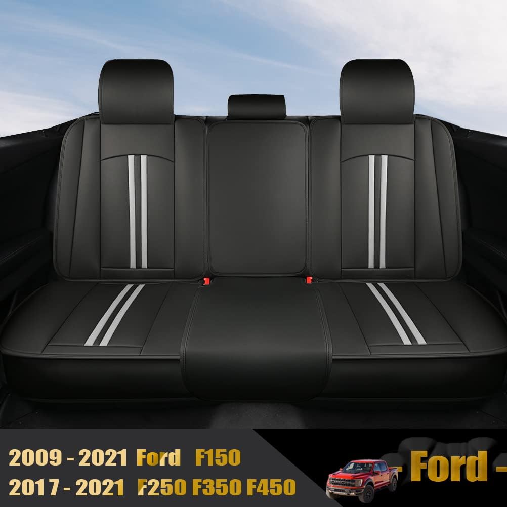 Black+Red Faux Leather Front Seat Covers N720