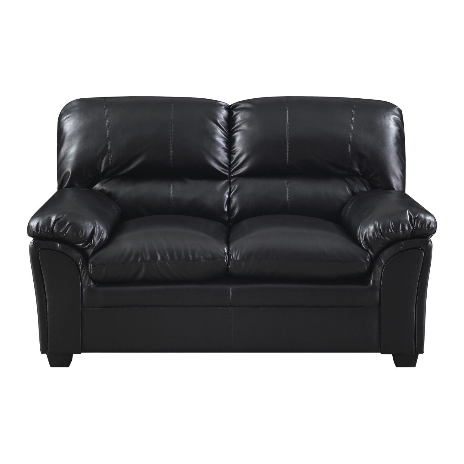 Black 2pc Faux Leather Sofa Loveseat Set G760460