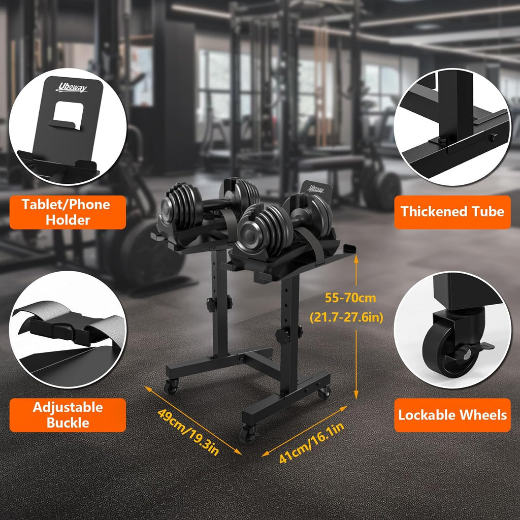 Adjustable Dumbbell Stand with 4 Level Height Adjustment and Wheels O6931