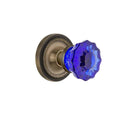 Antique Brass Crystal Cobalt Glass Door Knob D534700