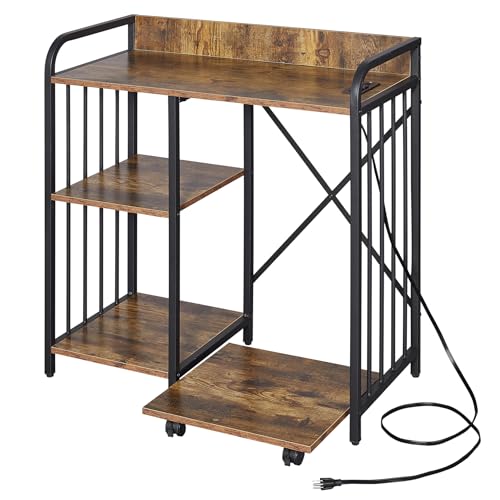 Brown 3-Tier Printer Stand with Wheels I98129