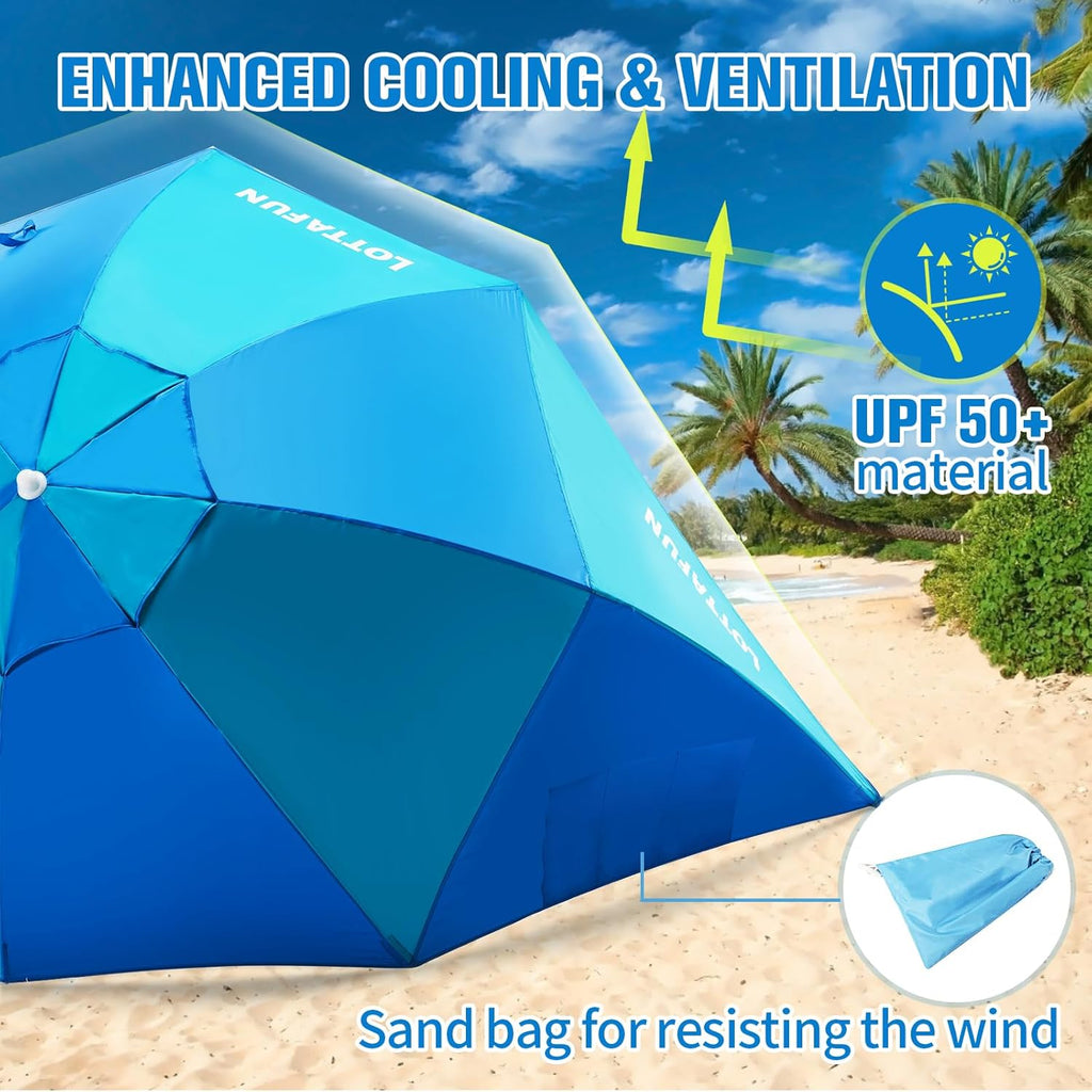 10-Foot Blue Green UPF 50+ Umbrella Shelter X319