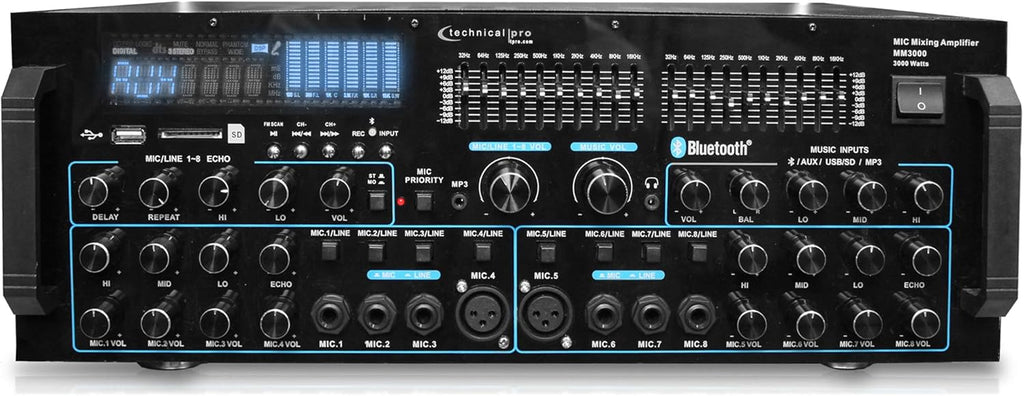 3000 Watts Professional Mic Mixing Amplifier with Bluetooth C892871