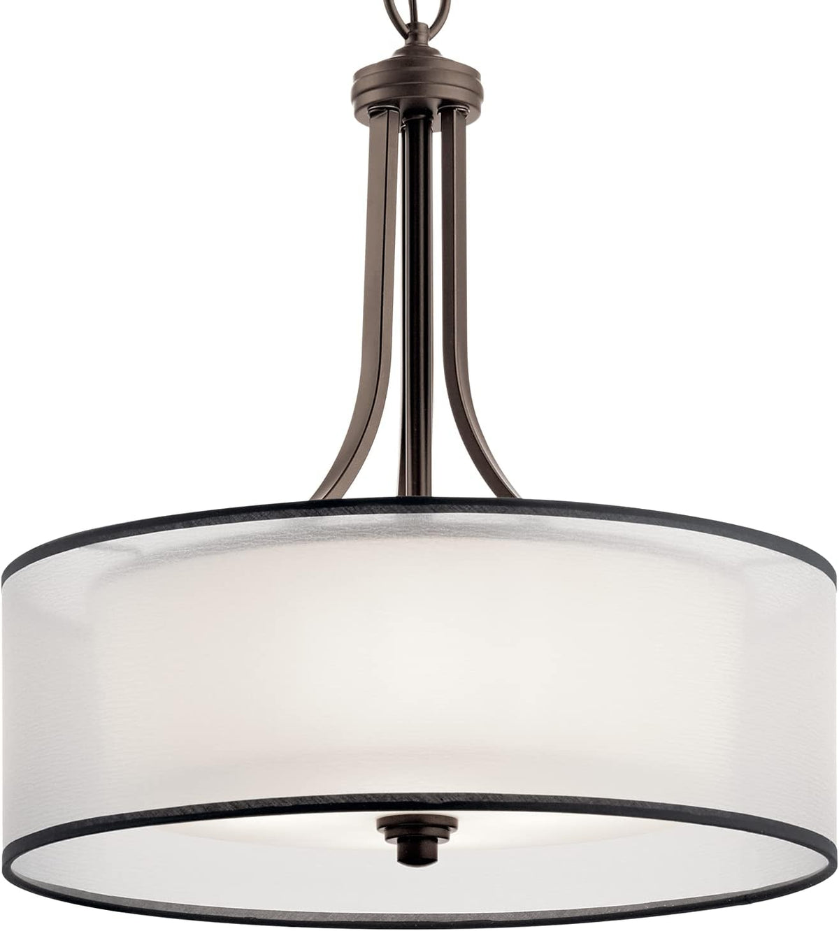 4 Light Pendant with Satin Etched Cased Opal Inner Diffusers and Light Umber Translucent Organza Outer Shade in Mission Bronze Y2968