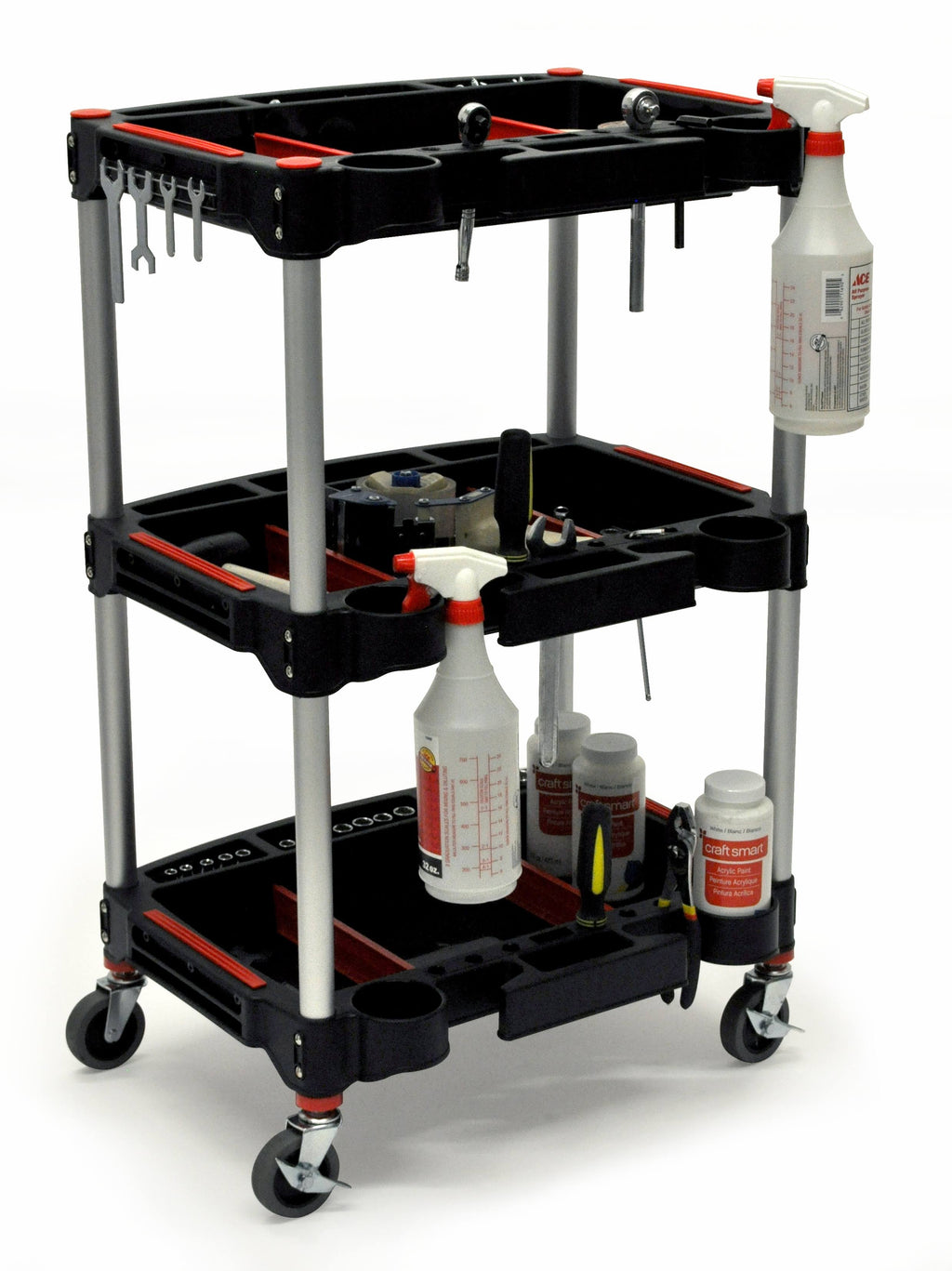 Black/ Red 3-Shelf Multipurpose Cart K705067