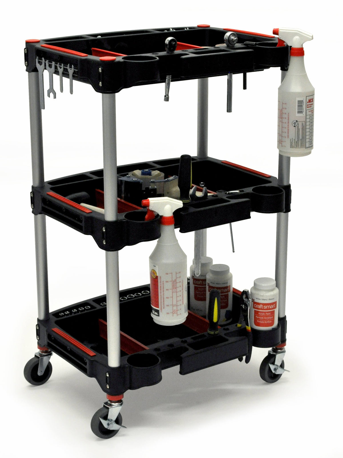 Black/ Red 3-Shelf Multipurpose Cart K705067