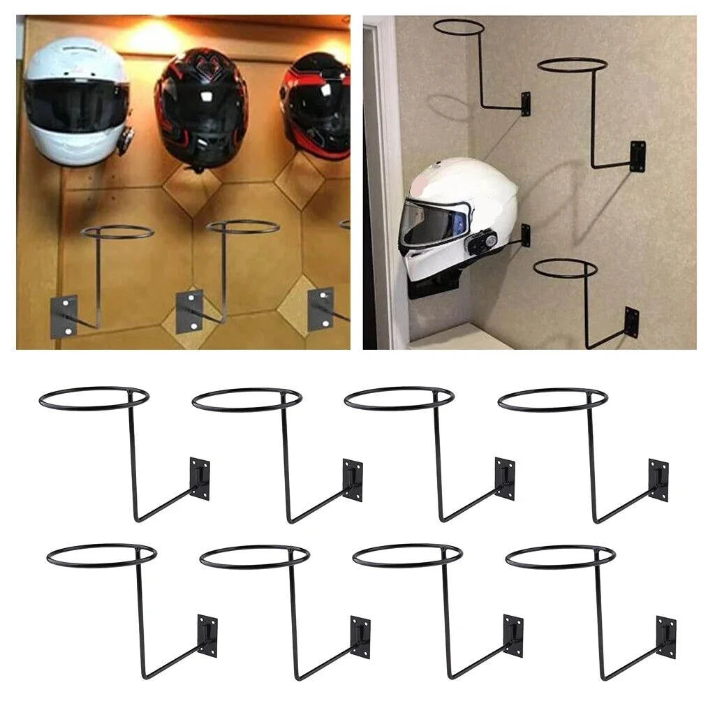 Black Wall Mount Motorcycle Helmet Holder Rack I3947