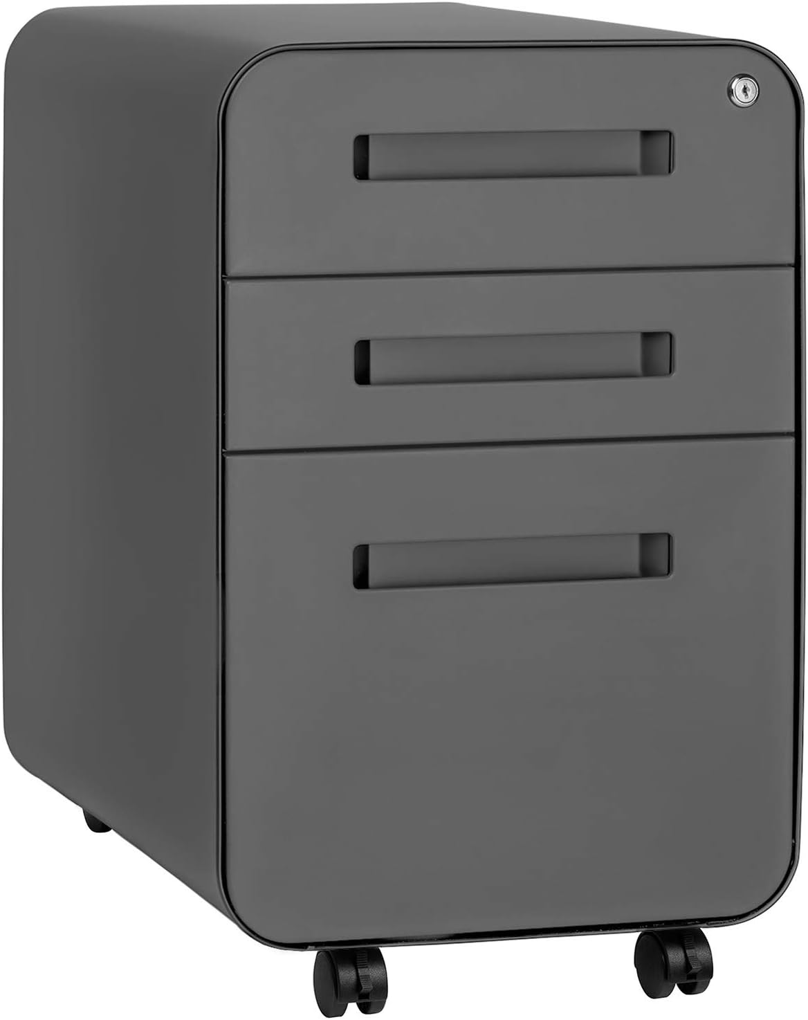 3-Drawer Mobile File Cabinet, Dark Grey A178