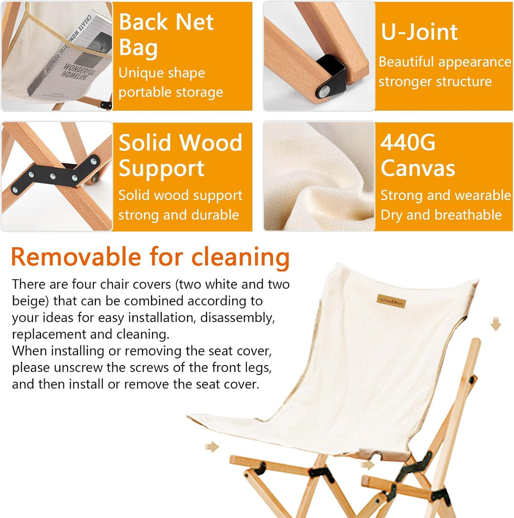 Solid Wood Folding Camping Table and Chair Set (Beech) B32691