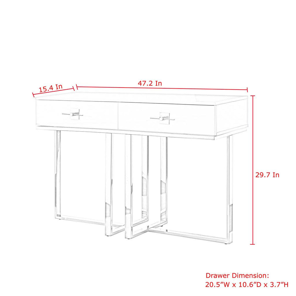 High Gloss Stainless Steel 2 Drawers Console Table S169