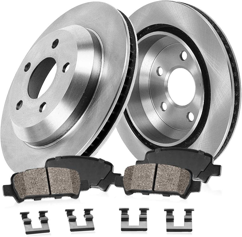 REAR 342mm 5 Lug Brake Disc Rotors + Ceramic Brake Pads + Hardware C45855