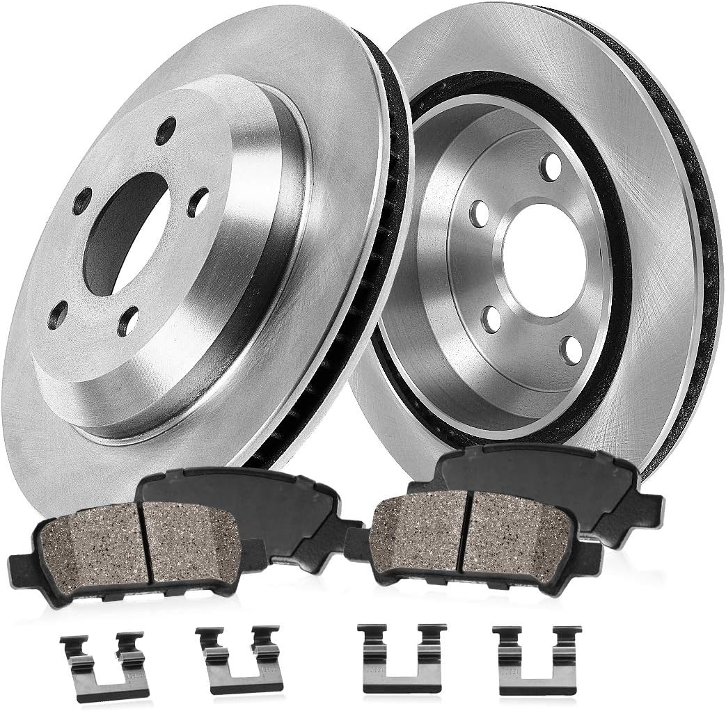REAR 342mm 5 Lug Brake Disc Rotors + Ceramic Brake Pads + Hardware C45855