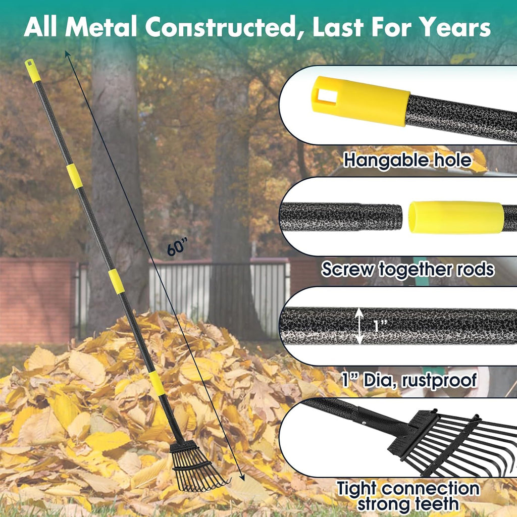 60 Inch Long Handle Metal Garden Leaf Rake C99846