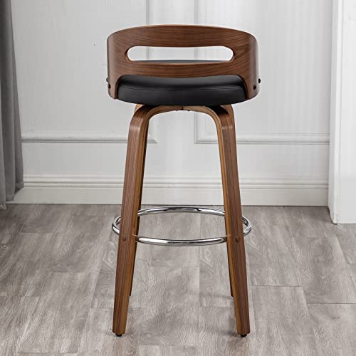 Black Swivel Bar Stools Set of 2, 24.6-Inch Seat Height Y862080
