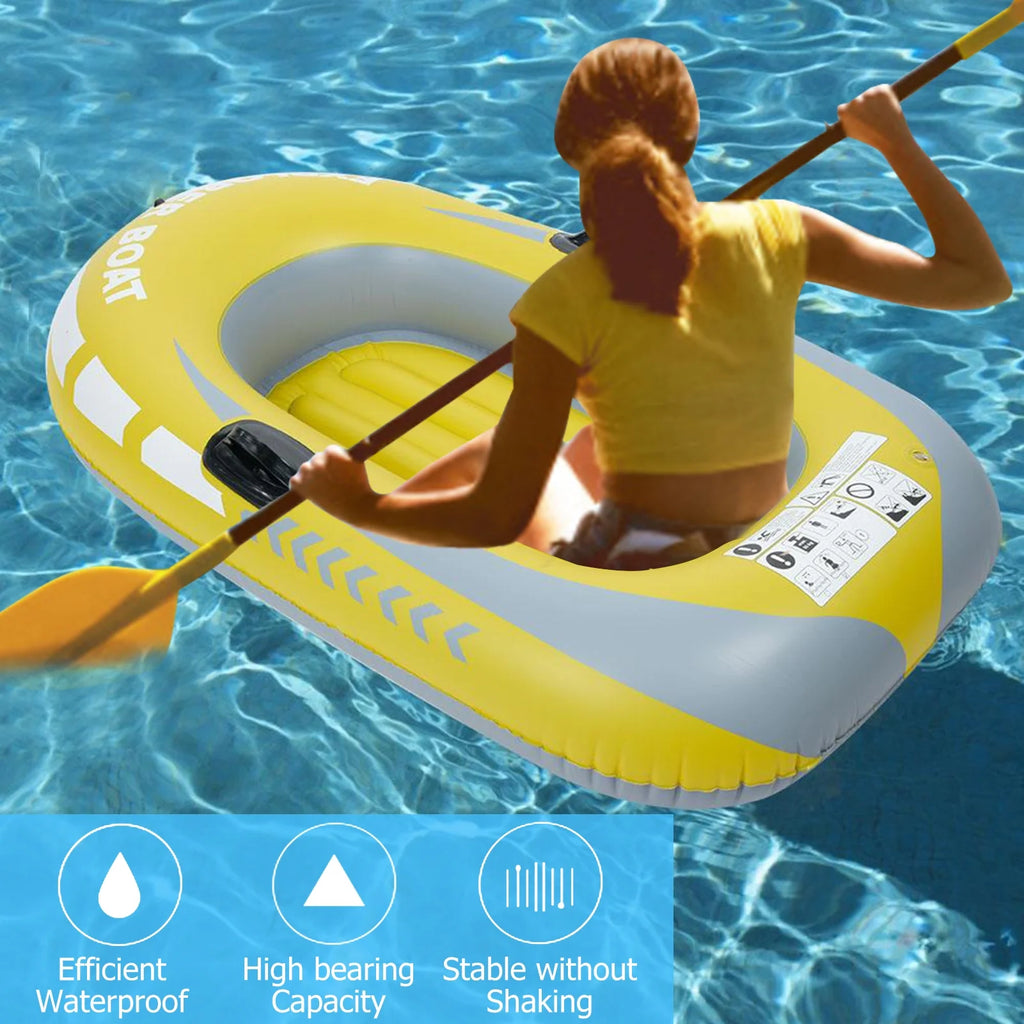 Yellow PVC Inflatable One Person Rowing Air Boat T194