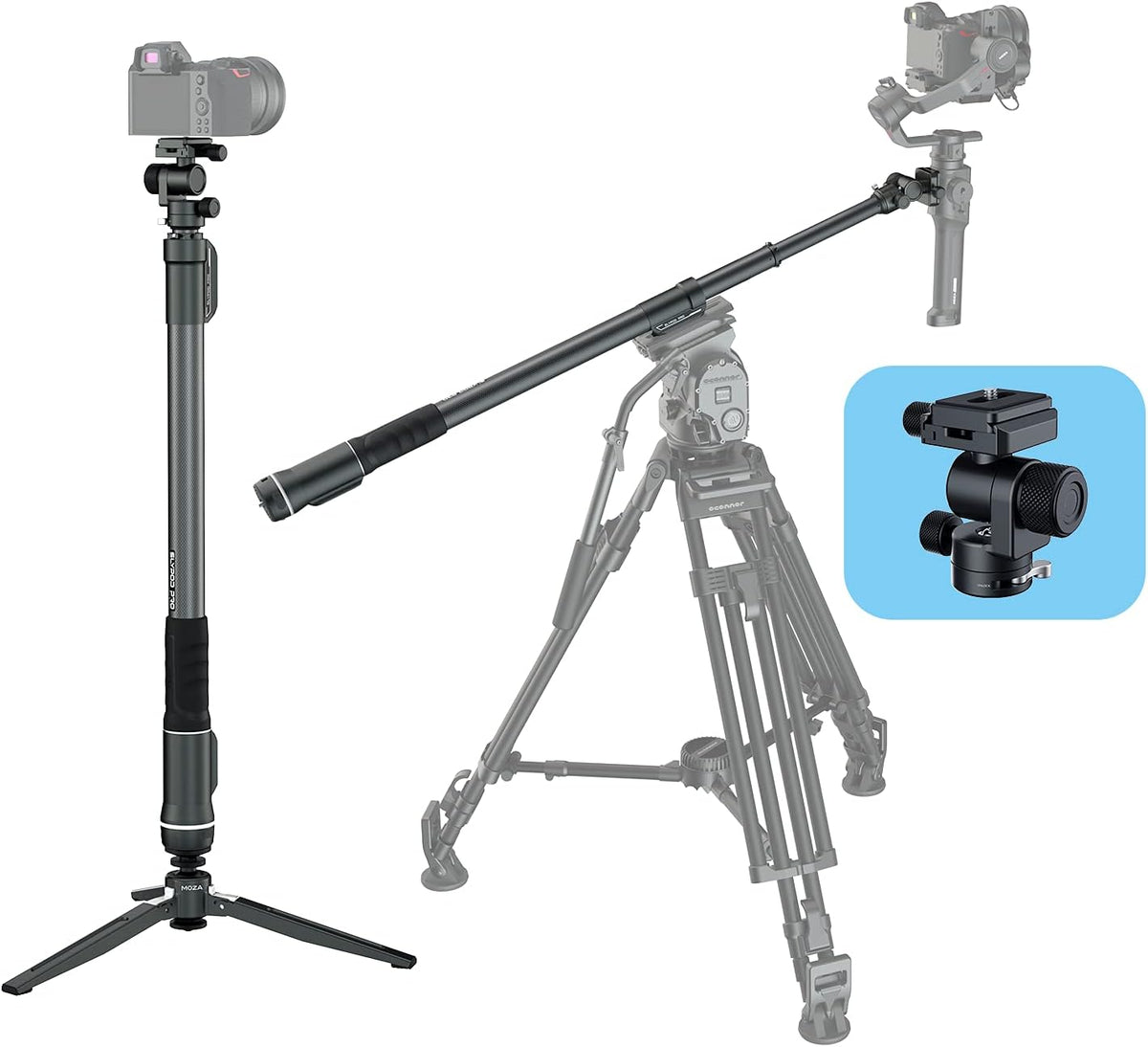 Motorized Monopod Camera Slider with Pan and Tilt Head & Tripod Q51120