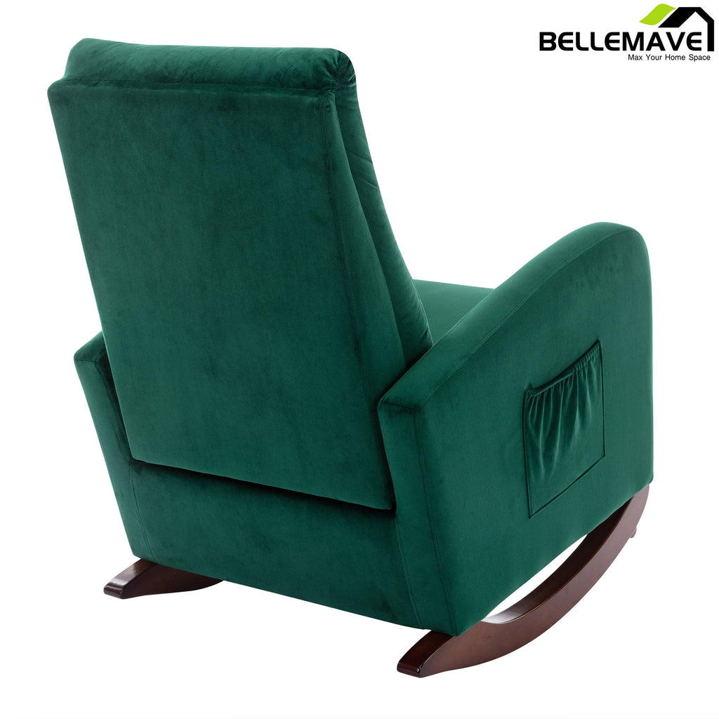Green Velvet Upholstered Rocking Chair A431891