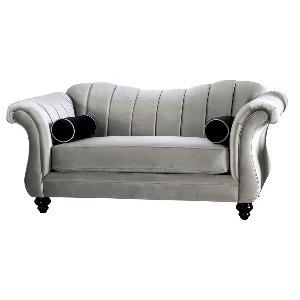 Chenille Upholstered Loveseat in Pewter V116032