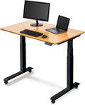 Electric Adjustable Height Standing Desk with Programmable Memory, Black Frame, Teak Top, 60" Wide L8282