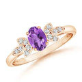 Oval 0.75 Ctw Amethyst 925 Silver Rose Plated Wedding Ring L7710